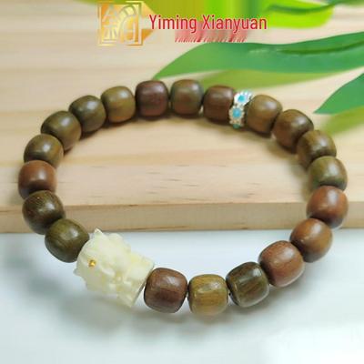 Green Sandalwood Feng Jiu Circle Bead Bracelet - Chinese Style Couple's Prayer Bracelet
