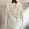 Giacca alla Moda Donna Classico Doppiopetto Bottoni Metallici Leone Blazer