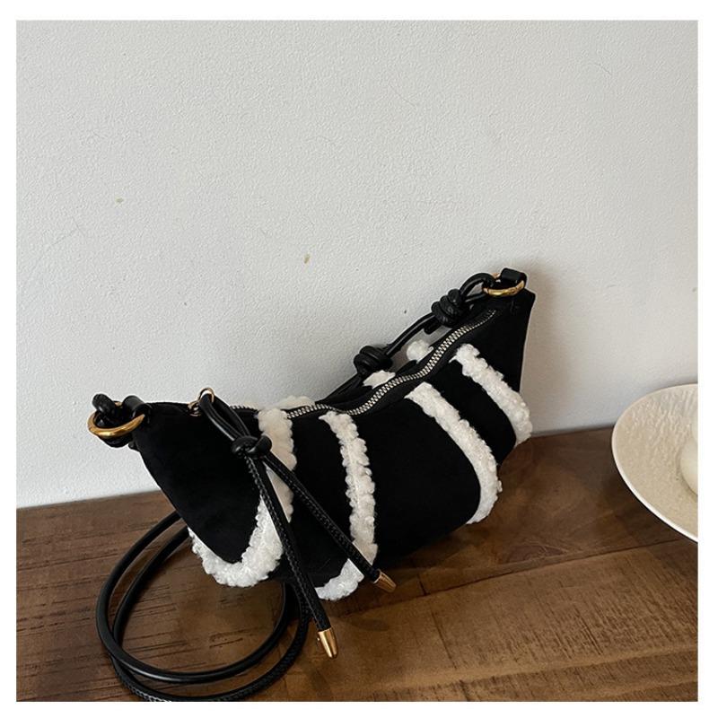 

Women s bag, matte armpit bag, retro shoulder messenger bag, fashionable plush croissant bag, dumpling bag. чёрный