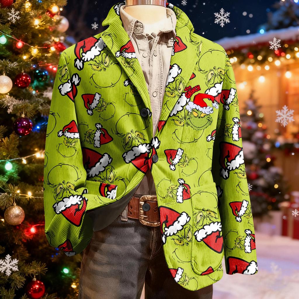 Pánské ošklivé vánoční manšestrové teplé kapsové sako kardigan pánský ležérní oblek