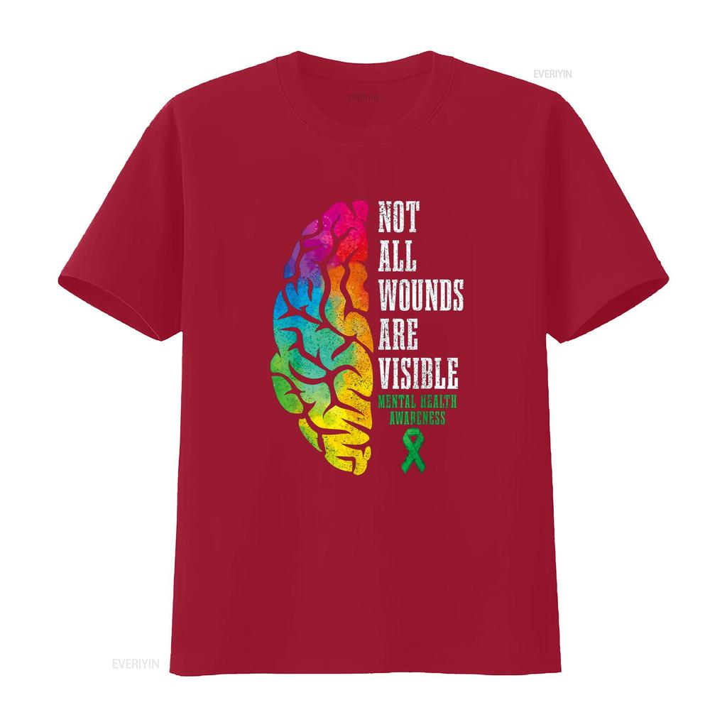 Mental Health Awareness Matters Not All Wounds Are Visible T Shirt vintage Washed designer clothes Versatile Breathable