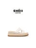 Cowhide version~ Su Yinyin vacation H-type hemp rope woven slippers women's outer wear slope heel thick bottom beach cool slippers summer