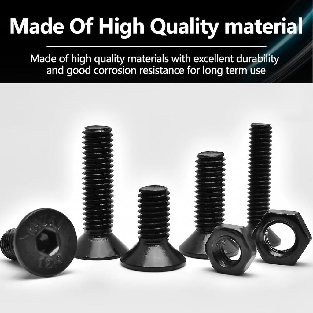 1470pcs M2 M3 M4 Flat Head Hex Screws Set,Metric Machine Screw Assortment With Wrench