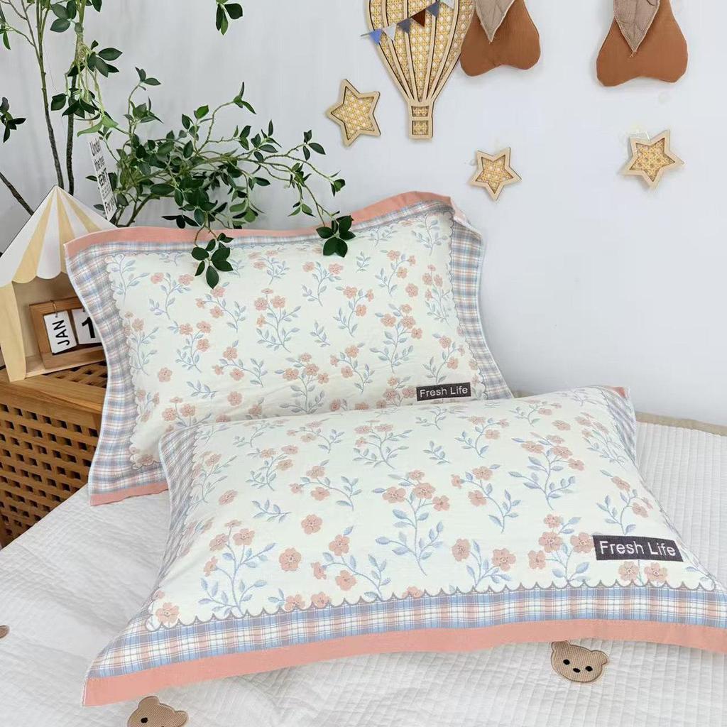 Soft Cotton Gauze Pillowcase Pair - Breathable & Sweat-Absorbent
