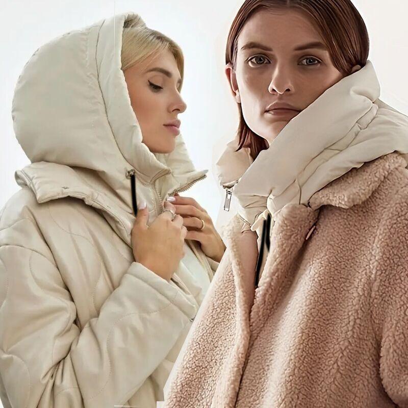Winter Ultralight Down Hooded Hats For Women Men Neck Zippper Drawstring Coat Scarf Short Tank Top Warm Ring Scarf Balaclava Hat
