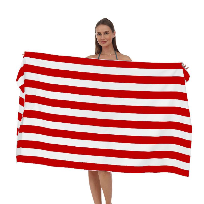 90x180cm Double Sided Velvet Quick Dry Striped Beach Towel Adult Printed Bath Towel Seaside Swimming Shawl Sports Towel