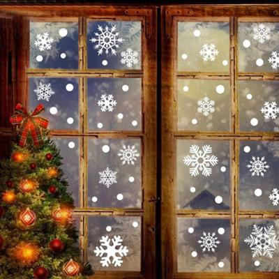 76pcs/set Removable Snowflake Shape Wall Sticker Static Art Mural for Christmas Window Glass Door