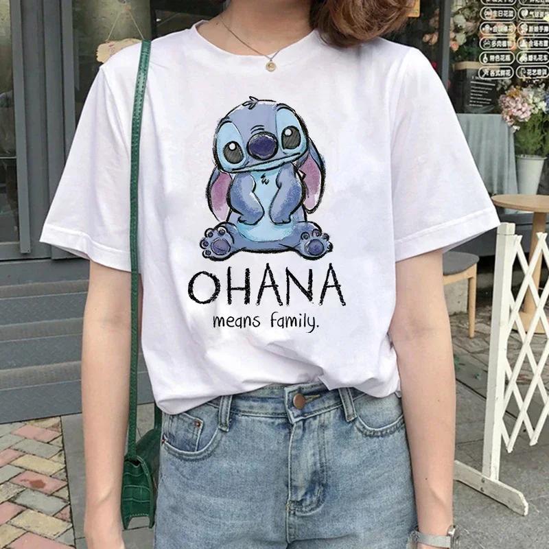 Funny Kawaii Shirt Disney Lilo Stitch Cartoon T Shirt Stitch Cute Manga T-shirt Y2k Graphic Tshirt Top Tee Clothes