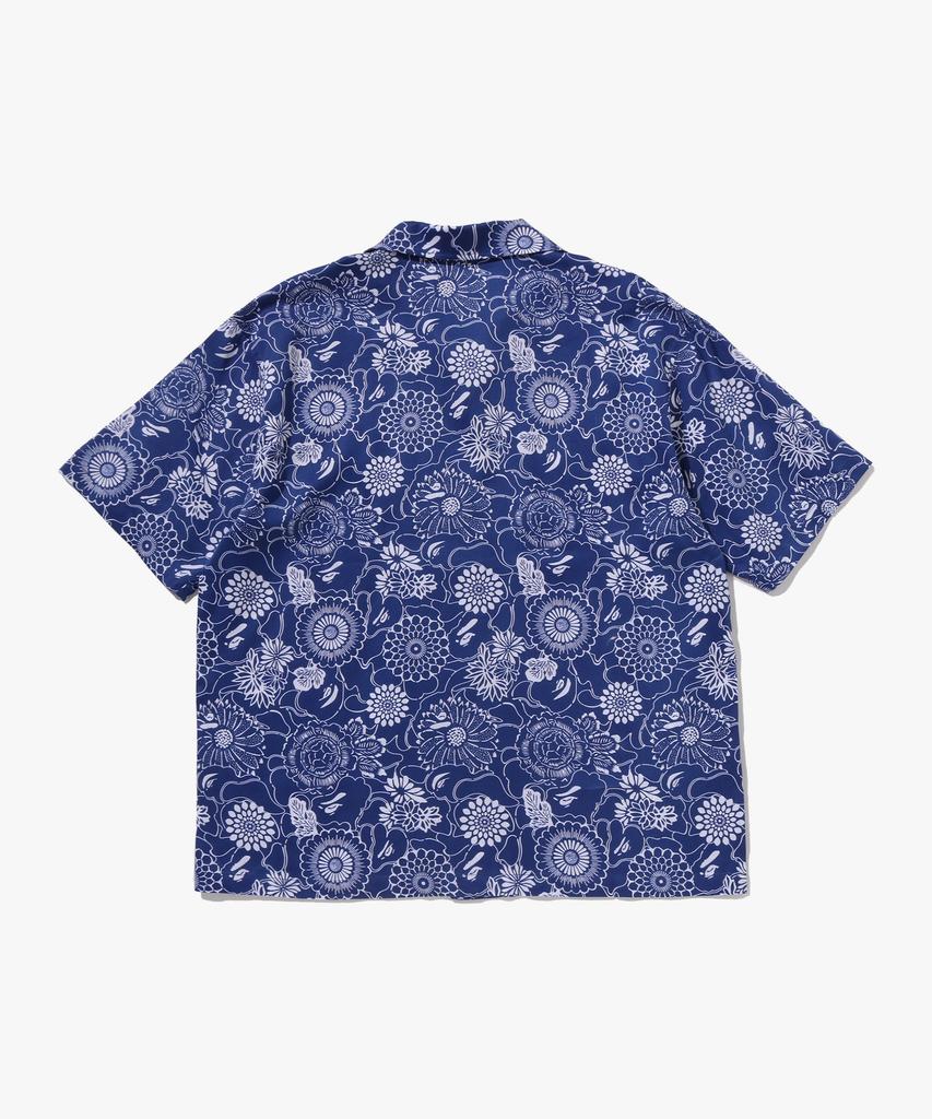 Beipeu Japanese Indigo Art Camo Open Collar Ss Shirt (M) Indigo