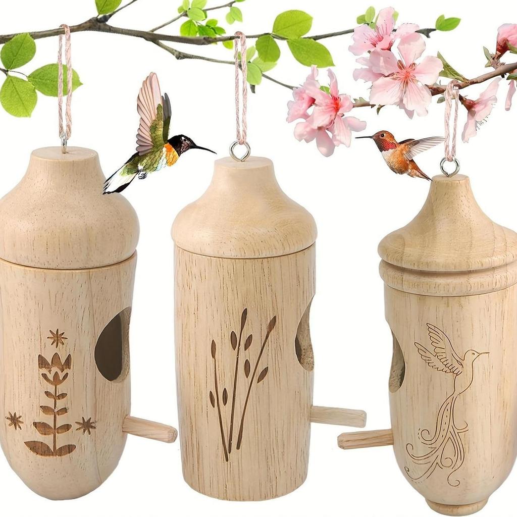 Wooden Hanging Hummingbird House Chalet Mini Bird Nests Cage For Beautiful Outdoor Patio Garden Decoration Pet Bedroom