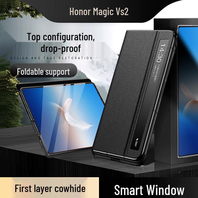 

KOOLIFE Genuine Leather Flip Case for Honor Magic Foldable Phones