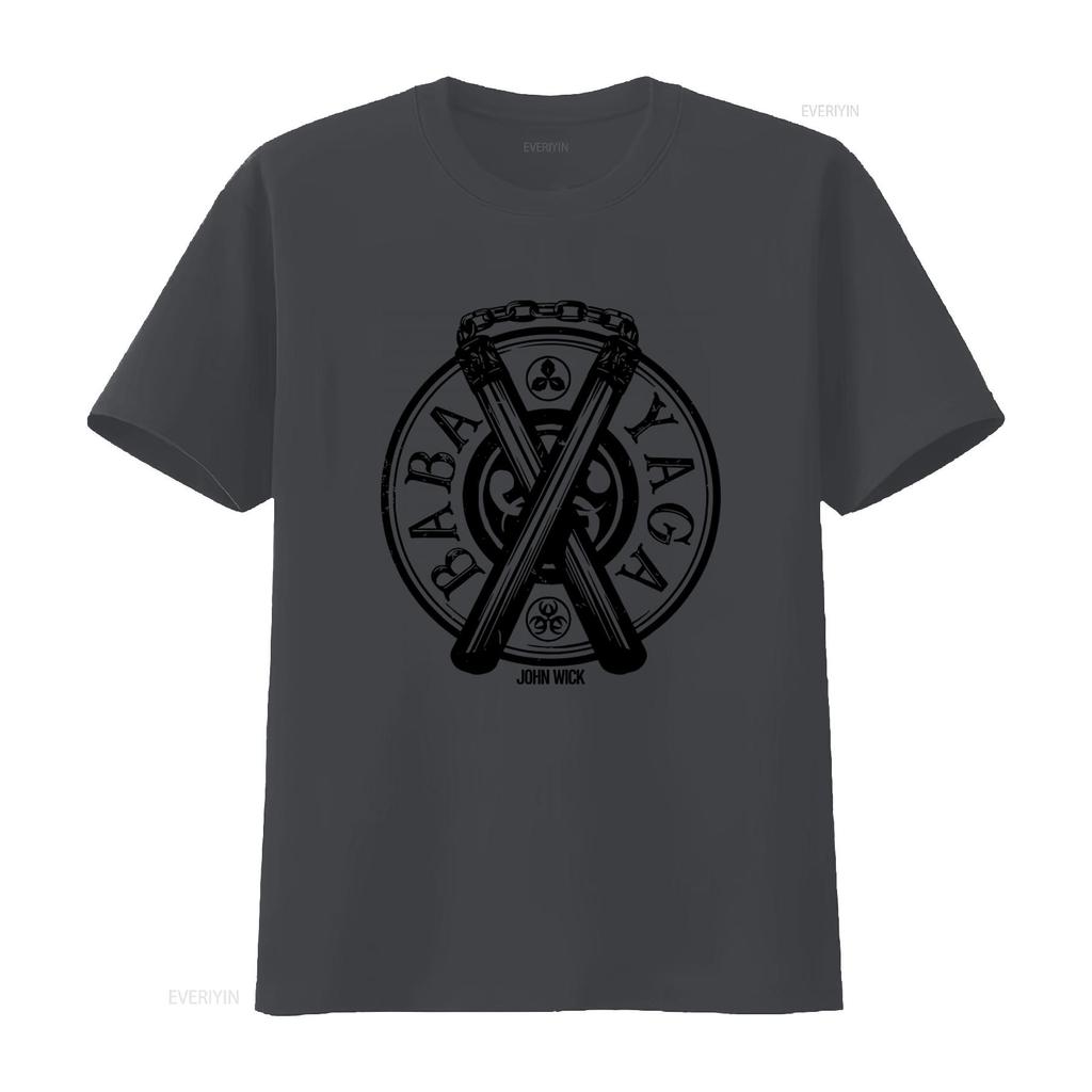 Baba Yaga Badge John Wick Print T Shirt for Men and Women High Quality Comfortable Cotton Fabric Vintage Washed Stretched