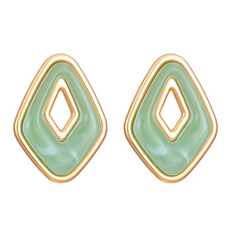 

Vintage Unique Resin Rhombus Stud Earrings for Women Fashion Hollow Simple Elegant Geometric Earring Female Daily Jewelry світло-зелений колір
