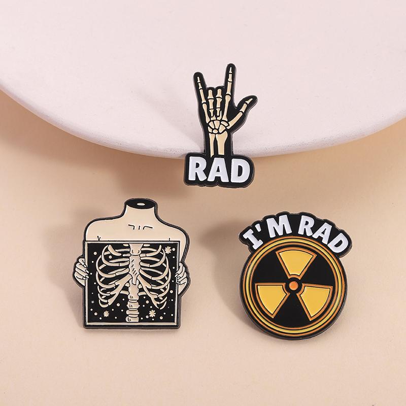 I'M RAD Enamel Pins Custom Skeleton Palm Brooches Lapel Badges Clothes Punk Jewelry Gift for Friends
