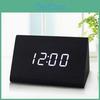 Sleek Wooden Voice Control Led Display Alarm Digital Triangular Desk Clock Thermometer