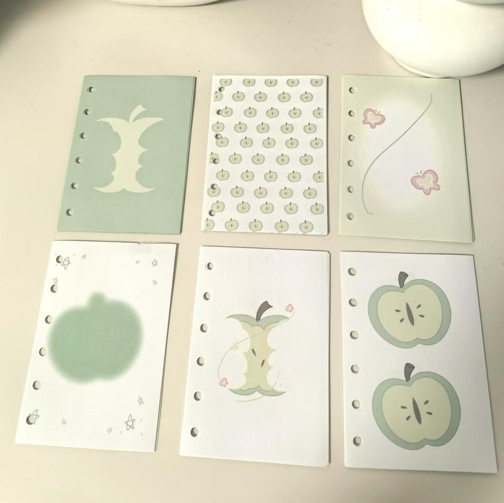 A7 6Holes Loose Leaf Notebook Refill Spiral Binder Color Design Inner Page Inside Paper Stationery