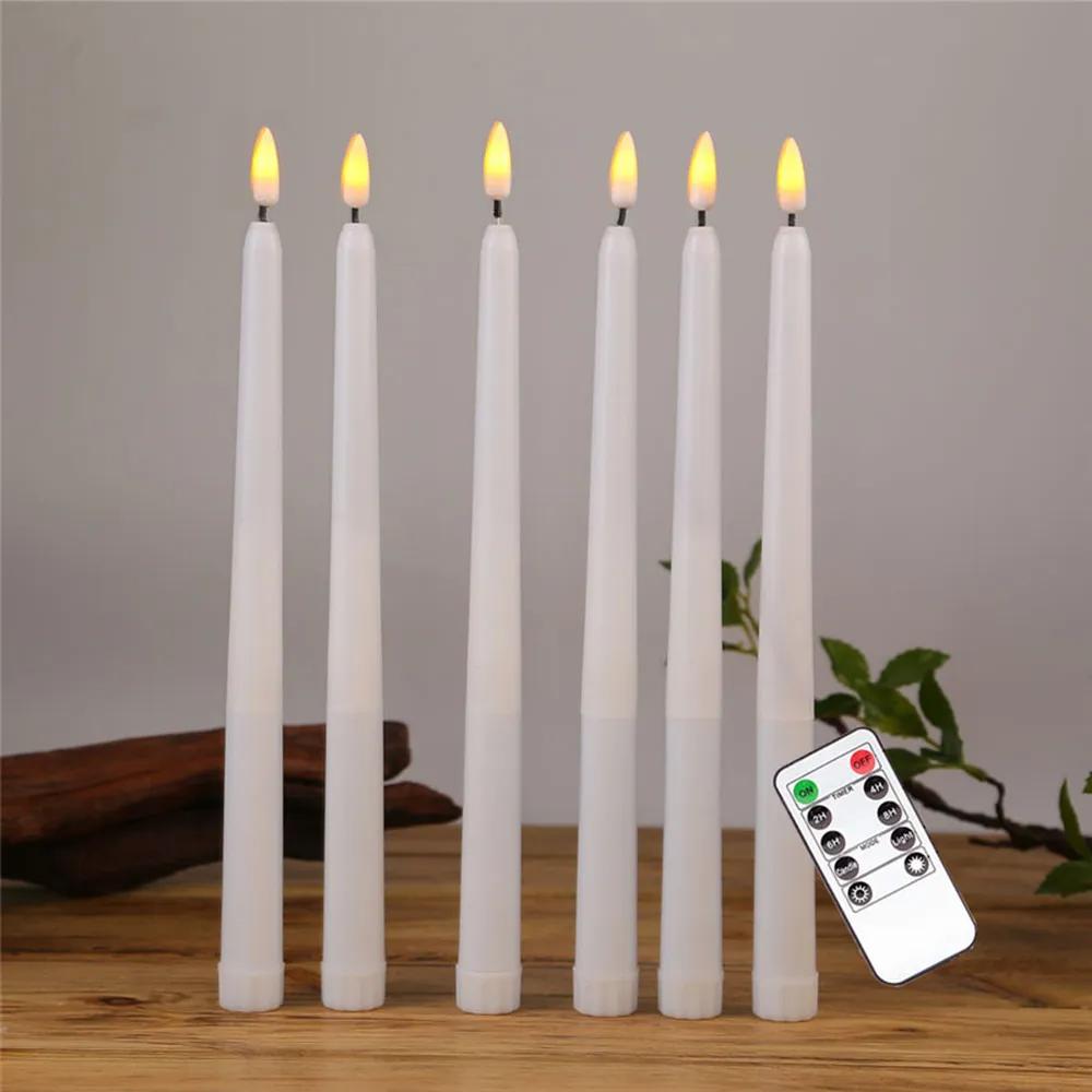 6Pcs LED Flameless Candles Flickering Taper Candles 3D Wick Candles Lamp with Remote Control Tea Lights for Wedding Home Decor