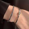 Blue Geometric Zircon Graffiti Bracelet: Women's Retro Chic Design