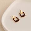 Temperament Zircon Square Hoop Earrings for Women Gold Stainless Steel Earrings Luxury Christmas Jewelry Wedding Gift