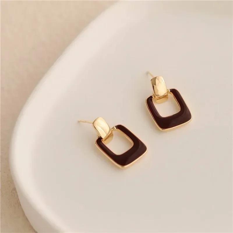Temperament Zircon Square Hoop Earrings for Women Gold Stainless Steel Earrings Luxury Christmas Jewelry Wedding Gift