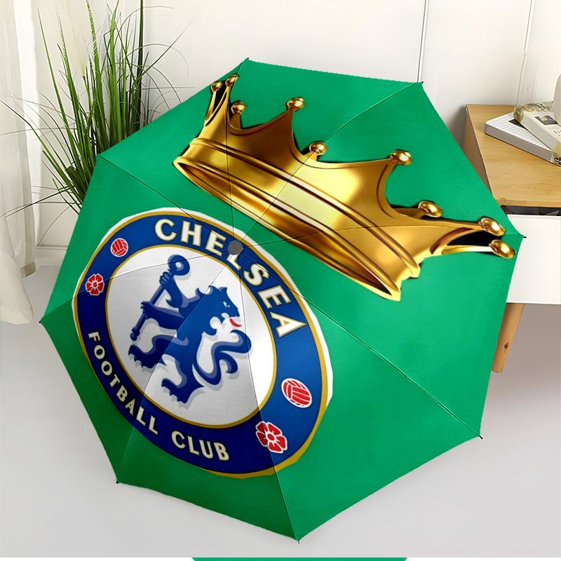 Parasol z nadrukiem Chelsea F.C. Automatyczne otwieranie i zamykanie, Przenośny składany parasol, na zewnątrz, do dojazdów, na wycieczkę kempingową, Idealny prezent urodzinowy