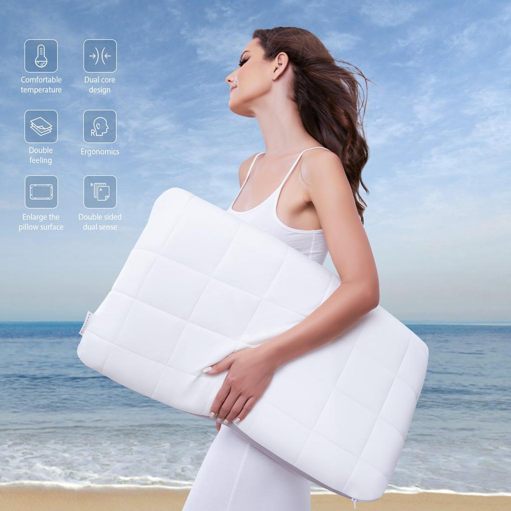 MINILUCK Memory Foam-Kissen, Nackenkissen, Schlafbett, Kingsize, konturiertes Memory Foam-Kissen für Rücken und Bauch, kühlendes orthopädisches Kissen für den Nacken