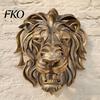 Compact Wall Art for Apartment Lion Sculpture, Resin Retro Bronze Decorative Art, 3D Animal Head Luxury Sculpture Office Figurine, Hollow Hanging
