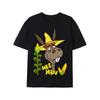 European Sizes T-shirt with a Donkey Wearing a Yellow Hat and Corn Plants, Text Reads 'Hey Ho', All-season Casual Wear, Comfortable Clothing Y1-3