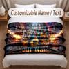 Music Guitar Theme Soft Blanket Personalized Custom Name Text Print Warm Blanket Home Sofa Bedroom Decor
