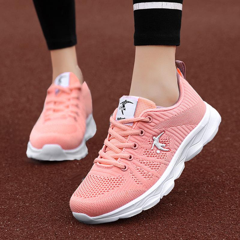White women's shoes running shoes shock-absorbing soft-soled aerobic running shoes women's mesh breathable sneakers lightweight casual sneakers
