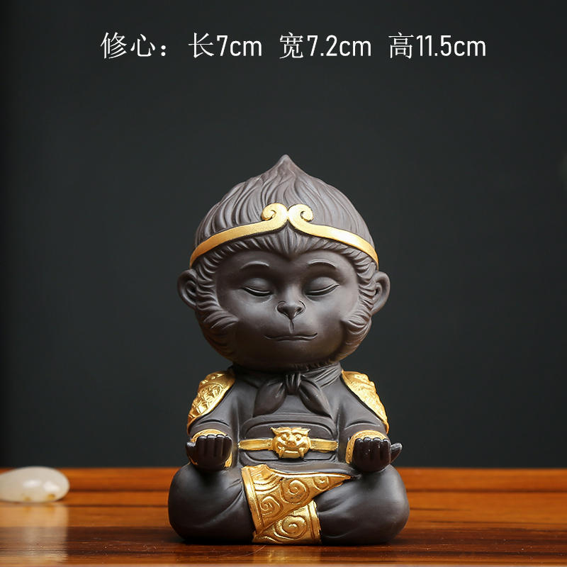 

Purple Sand Monkey King Sun Wukong Tea Pet Cute Figurine Gongfu Tea Accessories Chinese Yixing Tea Set Zen Home Decor