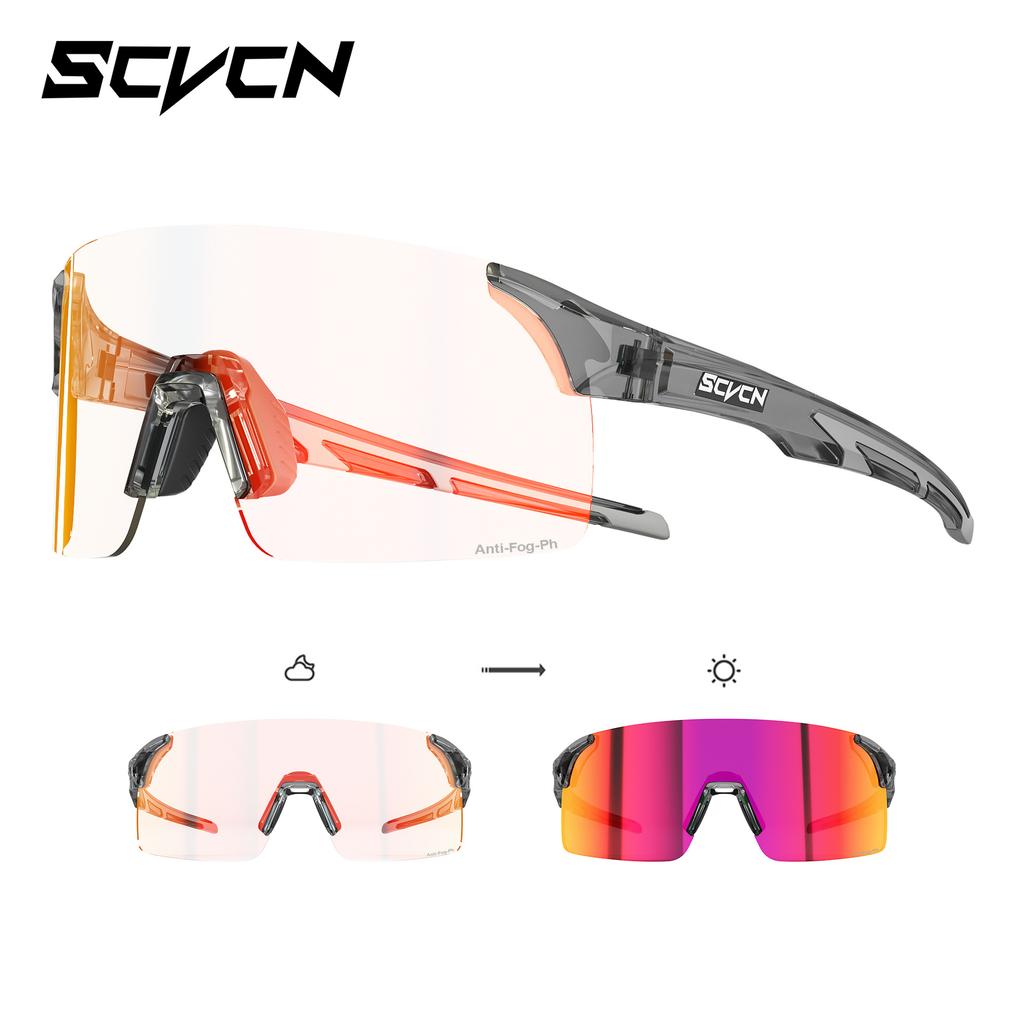 SCVCN Cycling Glasses, Anti-fog, Color-changing, Windproof Goggles, Outdoor Running, Mountaineering, Cycling Sports Goggles for Men