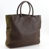 Prada Logo Embossing Handbag Tote Bag Brown Calfskin/Nylon Unisex Used