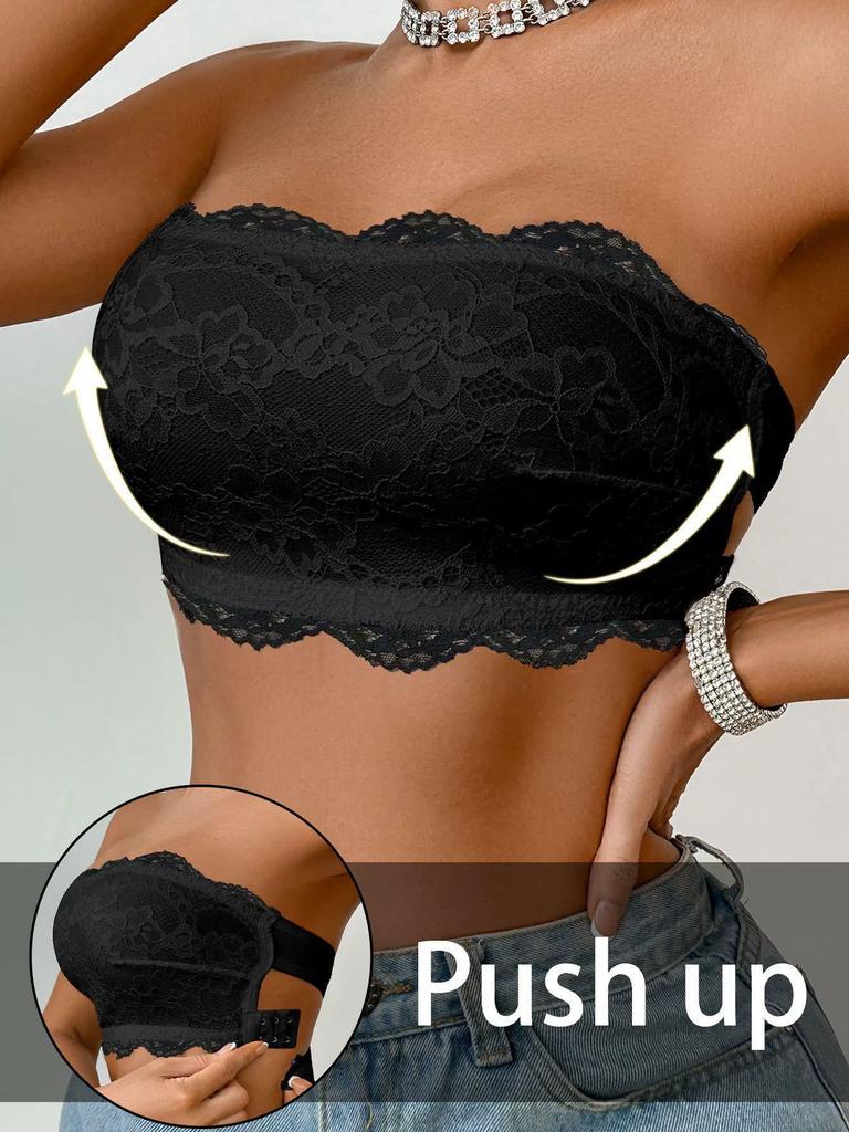 Soutien-gorge push-up sans bretelles en dentelle ultra-fine Lingerie sexy avec un beau dos