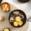 Light Luxury Gold Rim Matte Black Ceramic Dinner Plate