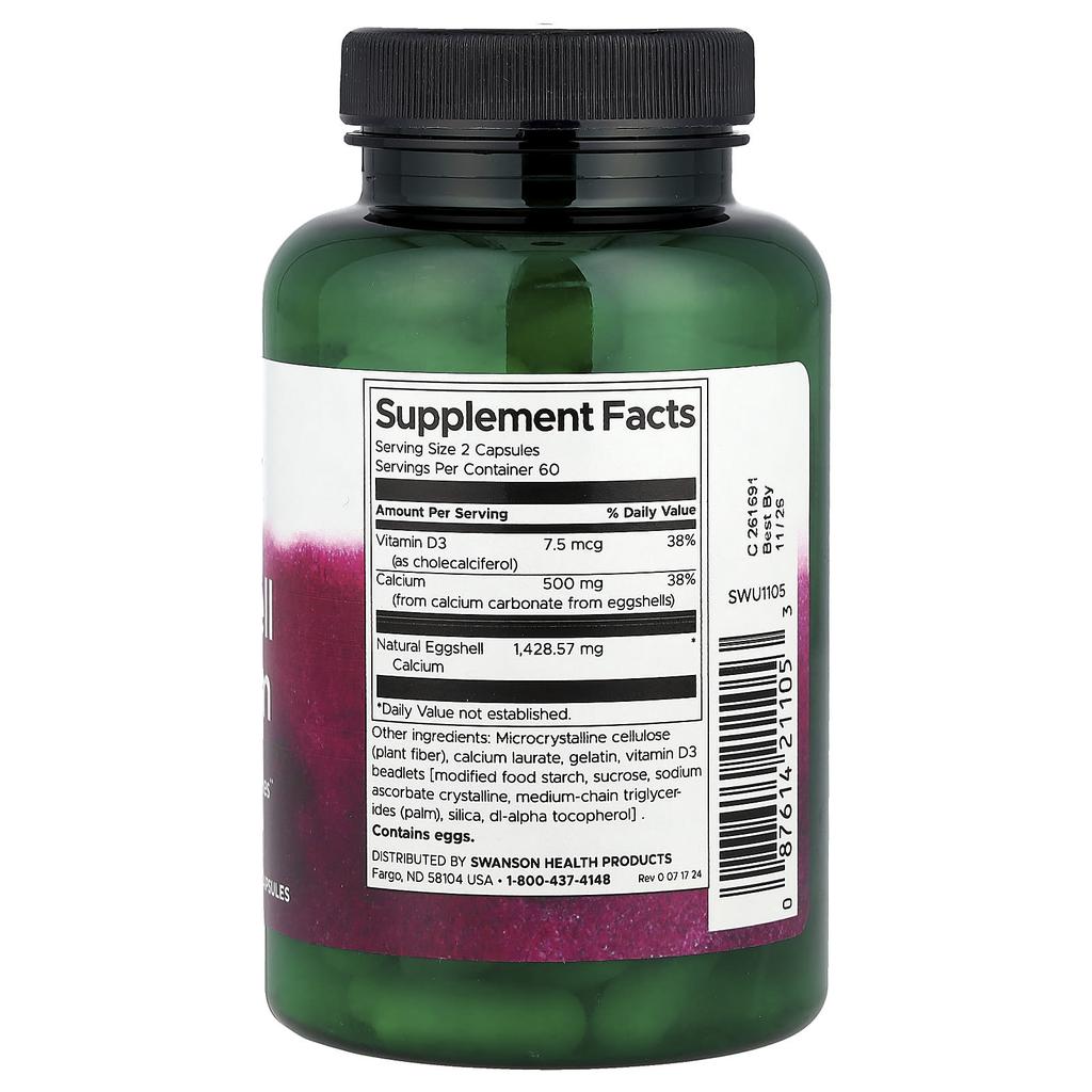 Eggshell Calcium with Vitamin D3, 120 Capsules