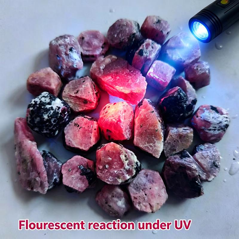 Natural Red Corundum Stone for Jewelry Making UV Fluorescence Reaction Real Ruby Precious Stone Specimen Mineral Healing Stones Decoration Stone
