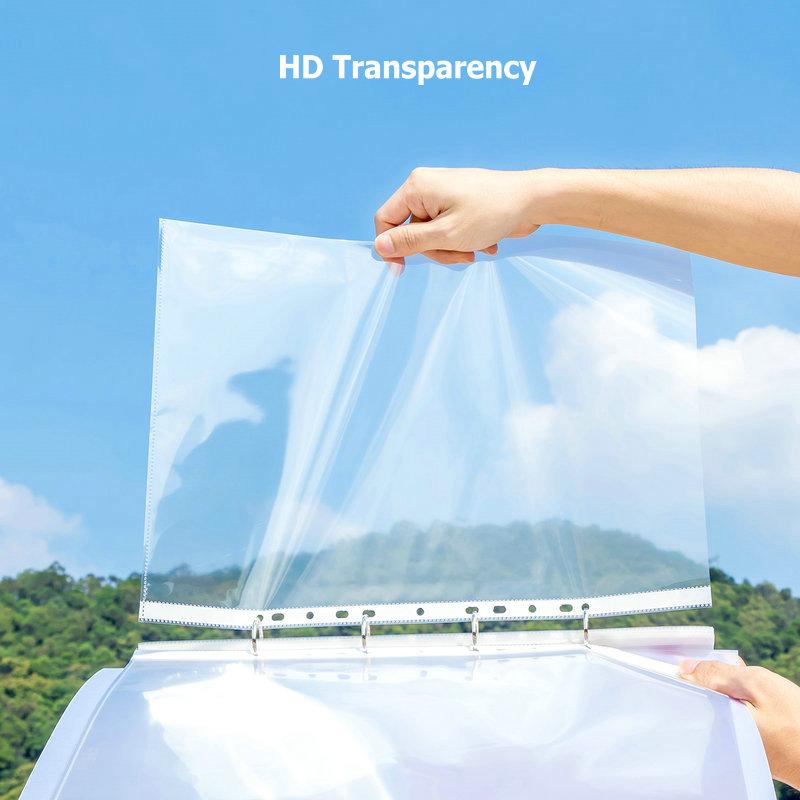 4-Ring Binder A3 Document Holder 4-Rings Folder A3 File Storage Paper Organizer Transparent Binder Sleeves A3 Folder