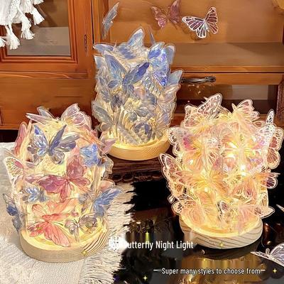 Luminous Butterfly Night Light Ornament - Ancient Style for TV Cabinet or Desk Decor