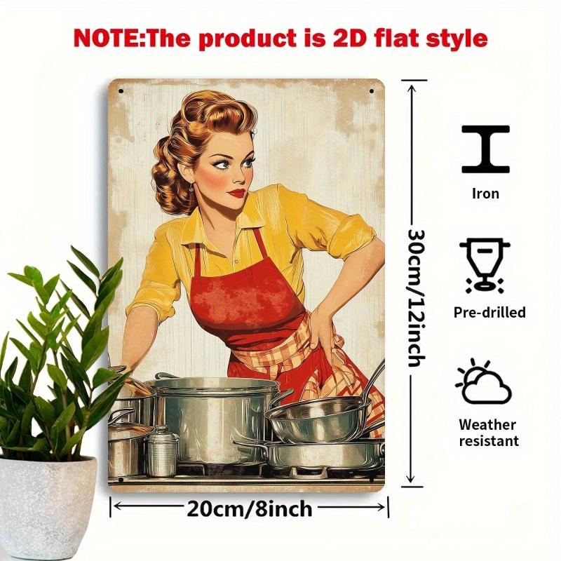 

Vintage Style Iron Tin Sign Retro Cooking PinUp Art Kitchen Wall Decor Metal Plaque Home Decoration Mothers Day Perfect Gift 20x30cm（7.8x11.8inch）