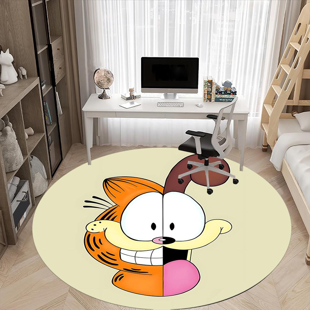 1pc Garfield Cat Office Round Area Rug, Under Office Chairs Bedroom Living Room Home Decor, Room Decoa1016139