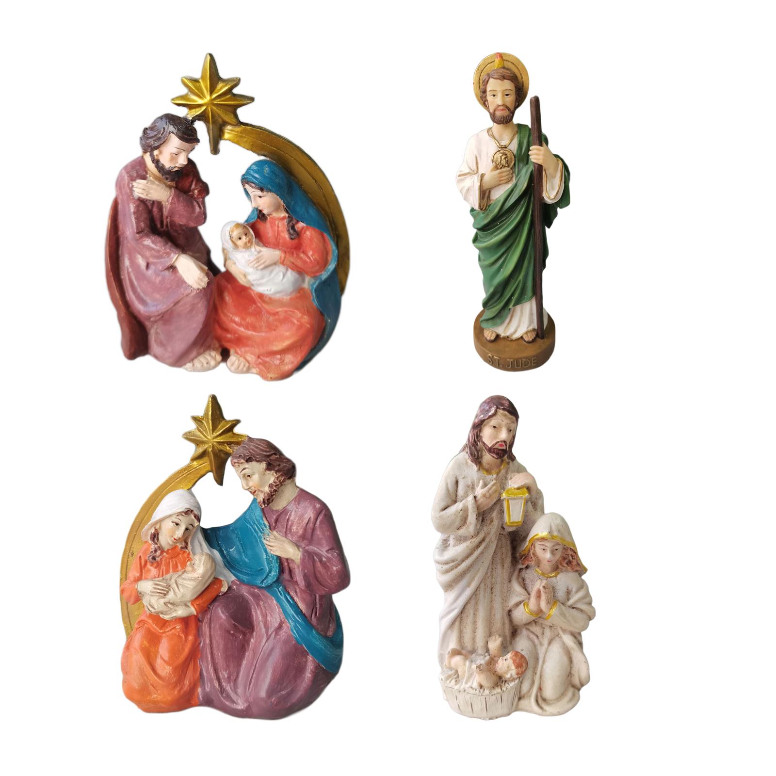 

Christ Nativity Statues Scene Set Baby Jesus Figurine Hand Painted Religious Figure for Office Home Decor Christian Gift A