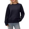 Women's Oversized Knit Sweater, Comfortable Top, Cute Thick Round Neck Plus Size Pullover Long Sleeve Clothing