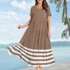 Women's Casual Loose Bohemian Striped Printed Short Sleeve Dress