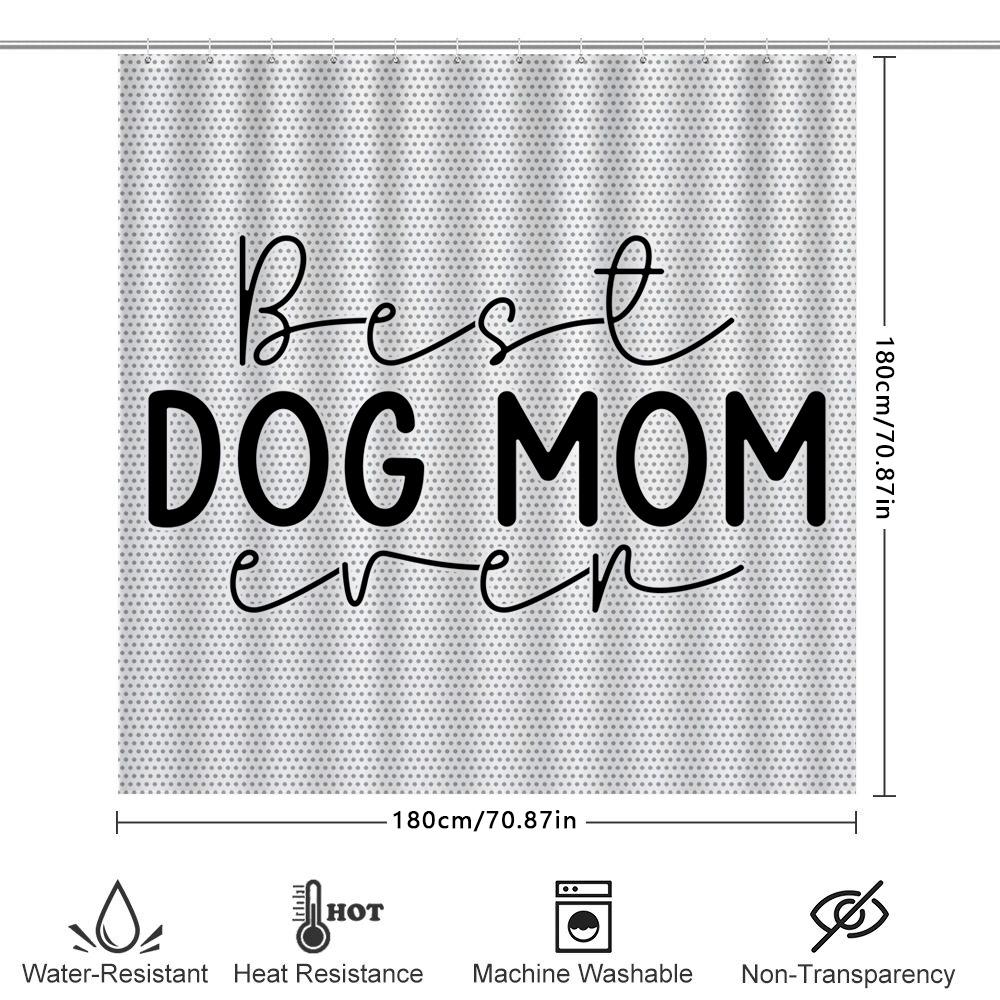 Best Dog Mom Ever Bathroom Shower Curtain Decorative Water-Resistant Fabric For Home Bath Accessories Black And White Polka Dot