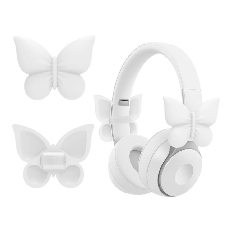 

2Pcs Fashionable Silicone Bowknot Headphone Accessories Cute Bowknot Coquettish Headphone Attachment Detachable Decoration белый