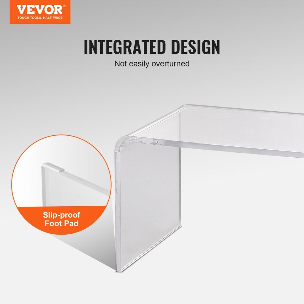 Acrylic Coffee Table, C-Shaped Clear Acrylic End Table, 16.3 inch high Transparent Acrylic Side Table, for Coffee, Drink, Food, Snack used in Living
