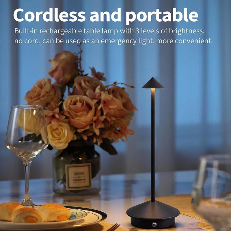 LED Table Lamp 3 Colors Ambient Night Light Touch Control Mushroom Spike Desk Light Dimmable Rechargeable for Bar Bedside Decor