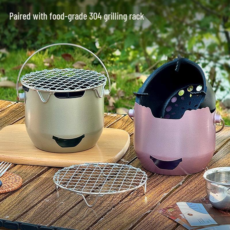 Portable Stainless Steel Mini Charcoal Stove for Outdoor BBQ and Tea Brewing