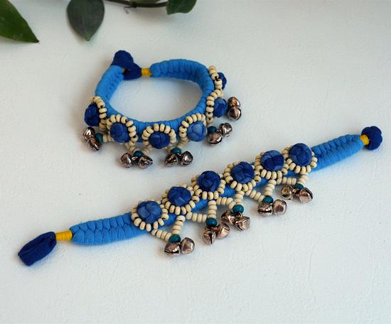 Yunnan Dali Handgefertigtes Ethnisches Batikstoff-Armband - Blau & Weiß Reiseschmuck